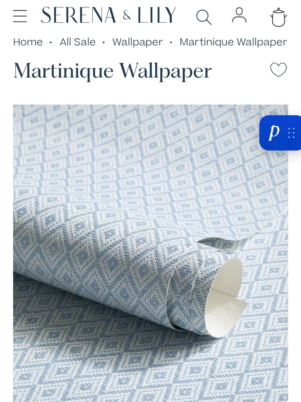 Serena & Lily Martinique Wallpaper in Light Blue and White